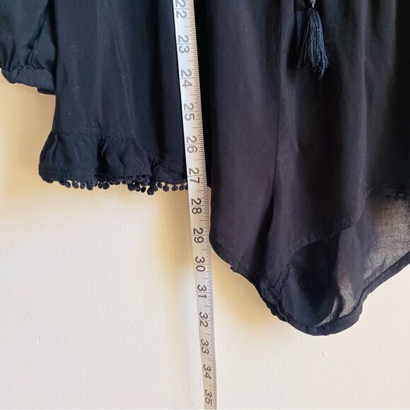 Victoria’s Secret Black Off Shoulder Tassel Sleep Romper Large - Picture 10 of 11